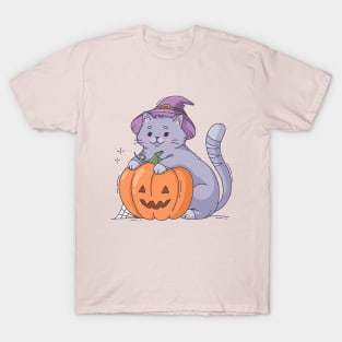 Funny Halloween - Cat - New Year - Pumpkin - Kitty T-Shirt